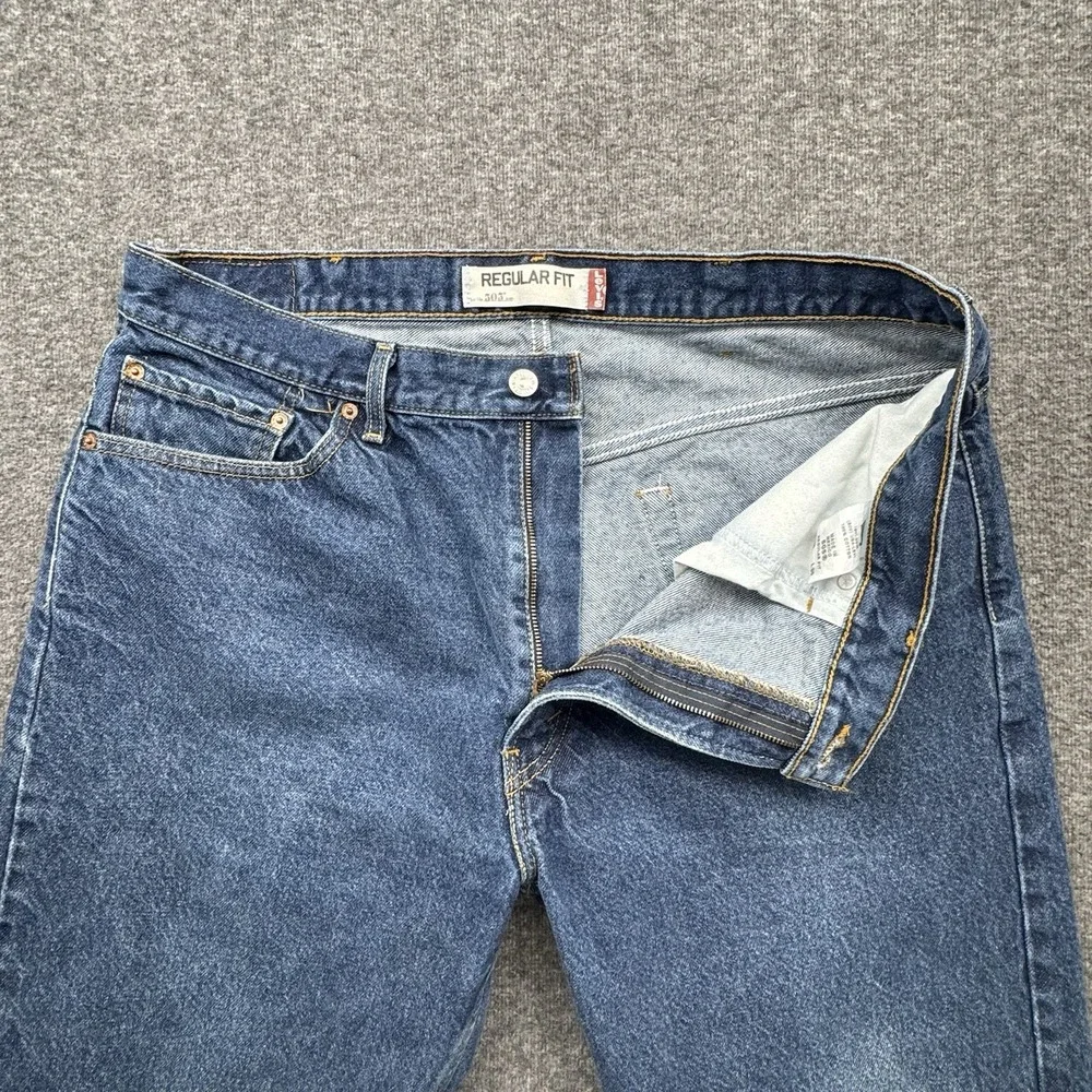 Levi's‎ 505 Regular Fit Straight Leg Blue Denim Jeans Mens Size 40x30 Distressed